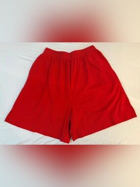 Vintage Liz Wear 100% Cotton Red Women’s Elastic Gym Style Shorts